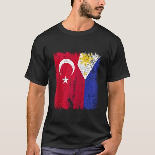 Türkei Philippinen Halbfahne Türkisches Philippino T-Shirt (Vorderseite)