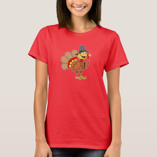 Türkei Pilgrim Cartoon Niedlich T-Shirt (Vorderseite)
