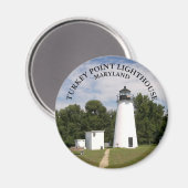 Türkei Point Lighthouse, Maryland Round Magnet (Vorderseite/Rückseite)