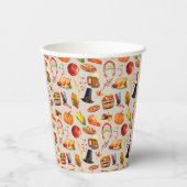 Türkei Pumpkin Fall Erntedank Fun Muster Pappbecher (Vorderseite)