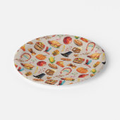 Türkei Pumpkin Fall Erntedank Fun Muster Pappteller (Schrägansicht)