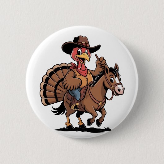 Türkei Reiten eines Pferdes Cowboy Türkei Erntedan Button (Vorderseite)