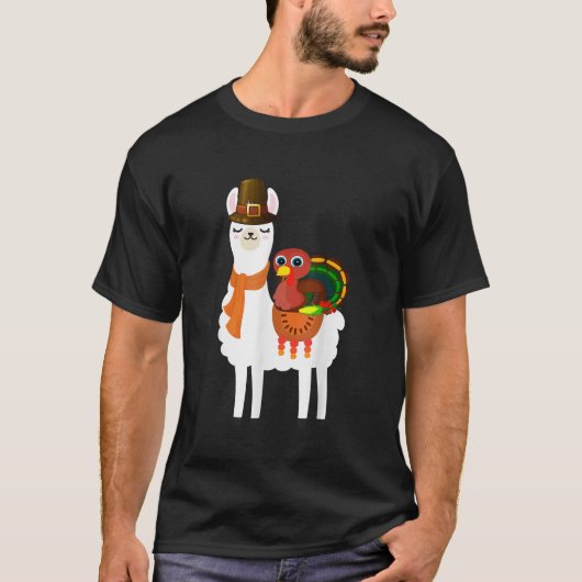 Türkei Reiten Lama Alpaca Pilgrim Erntedank Au T-Shirt (Vorderseite)