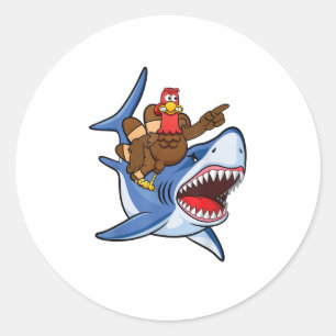 Türkei Riding Shark Erntedank Geschenk für Kinder Runder Aufkleber