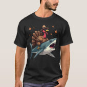 Türkei Riding Shark Funny Erntedank T-Shirt (Vorderseite)