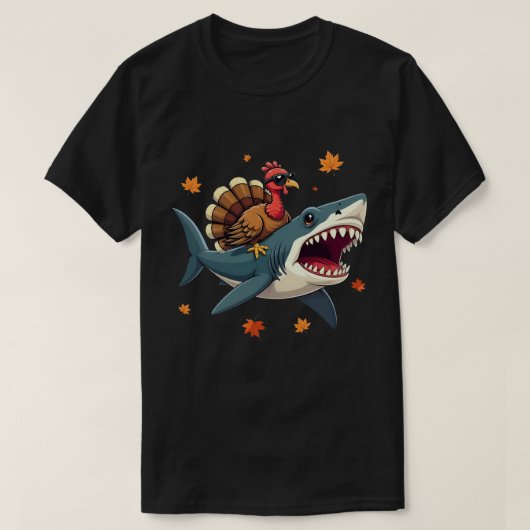 Türkei Riding Shark Funny Erntedank T-Shirt (Design vorne)