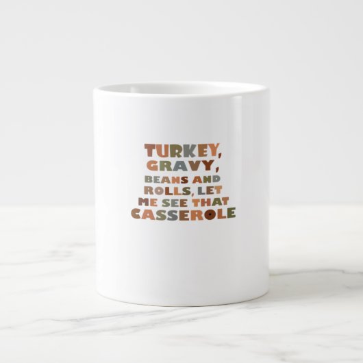 Türkei Rolls Casserole, Erntedank Retro Funny F Jumbo-Tasse (Vorderseite)