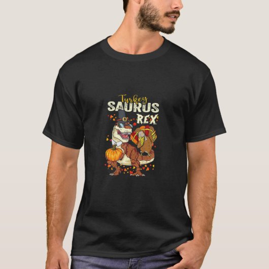 Türkei Saurusrex Dinosaur Holding a Pumpkin Dank T-Shirt (Vorderseite)