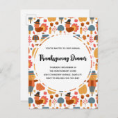 Türkei & Scarecrow Erntedank Muster Einladung (Vorne/Hinten)