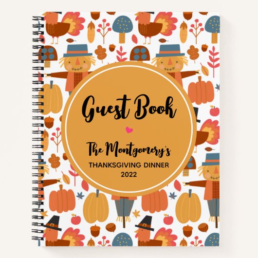Türkei & Scarecrow Erntedank Pattern Gästebuch Notizblock (Vorderseite)