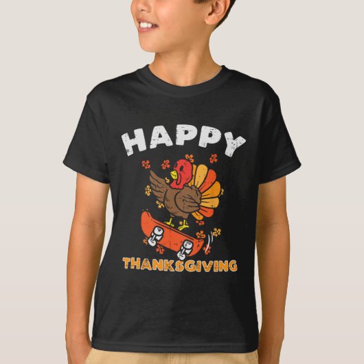 Türkei Skateboard Happy Thanksgiving Niedlich Herb T-Shirt (Vorderseite)