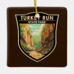 Türkei Staat Park Indiana Reisen Vintag Keramikornament<br><div class="desc">Türkei Run Staat Park in einem Vektorart Stil. Der Turkey Run umfasst auch ein System von Trails,  das Naturschutzgebiet des Rocky Hollow Falls Canyon,  eine Hängebrücke über den Zuckerhut,  Campings und andere Erholungsgebiete.</div>