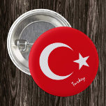 Türkei-Taste, patriotische türkische Flaggenmode Button<br><div class="desc">Buttons: Türkei & Türkische Flagge - Liebe meines Landes,  Reise,  Urlaub,  Nationalpatrioten / Sportfans</div>