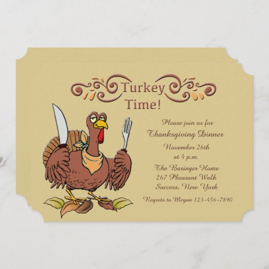 Türkei Time Erntedank Abendessen Einladung (Vorne/Hinten)