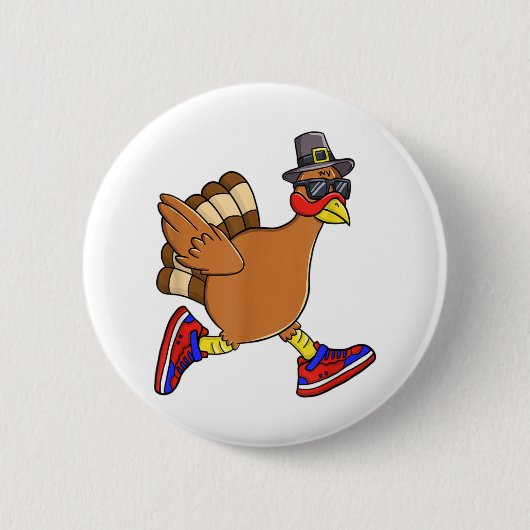 Türkei Trot Funny Erntedank Day Running Pilgrim Button (Vorderseite)
