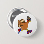 Türkei Trot Funny Erntedank Day Running Pilgrim Button (Vorne & Hinten)