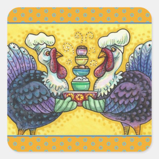 TÜRKEI UND ALLE FIXINE, FUNNY ERNTEDANK VRDS QUADRATISCHER AUFKLEBER (Vorderseite)