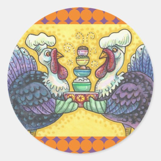 TÜRKEI UND ALLE FIXINS ERNTEDANK STICKERS RUND (Vorderseite)