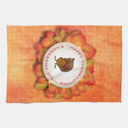 Türkei und Blätter Geschirrtuch (Horizontal)