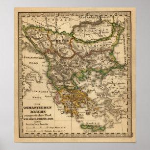 Türkei- und Griechenland-Karte Poster