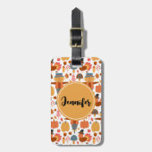 Türkei und Scarecrow Erntedank Pattern Gepäckanhänger (Vorderseite vertikal)