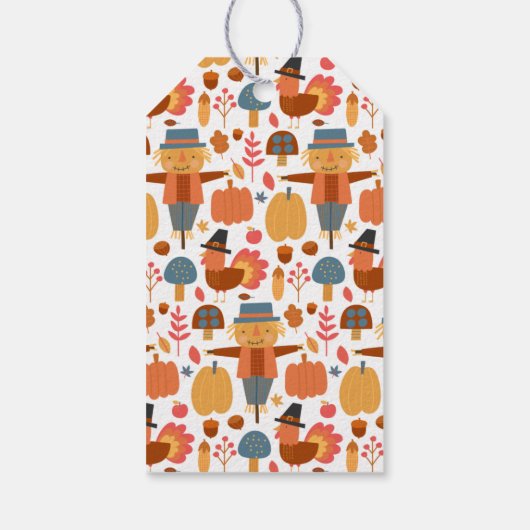 Türkei und Scarecrow Erntedank Pattern Geschenkanhänger (Rückseite)