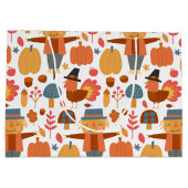 Türkei und Scarecrow Erntedank Pattern Große Geschenktüte (Rückseite)