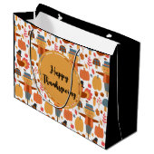 Türkei und Scarecrow Erntedank Pattern Große Geschenktüte (Vorderseite Schrägansicht)