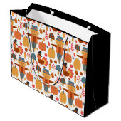 Türkei und Scarecrow Erntedank Pattern Große Geschenktüte (Rückseite Schrägansicht)