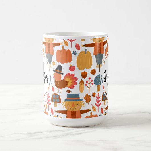 Türkei und Scarecrow Erntedank Pattern Kaffeetasse (Mittel)