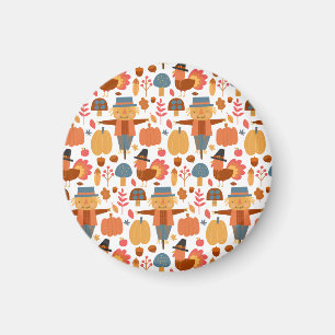 Türkei und Scarecrow Erntedank Pattern Magnet