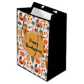 Türkei und Scarecrow Erntedank Pattern Mittlere Geschenktüte (Vorderseite Schrägansicht)