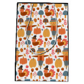 Türkei und Scarecrow Erntedank Pattern Mittlere Geschenktüte (Rückseite)