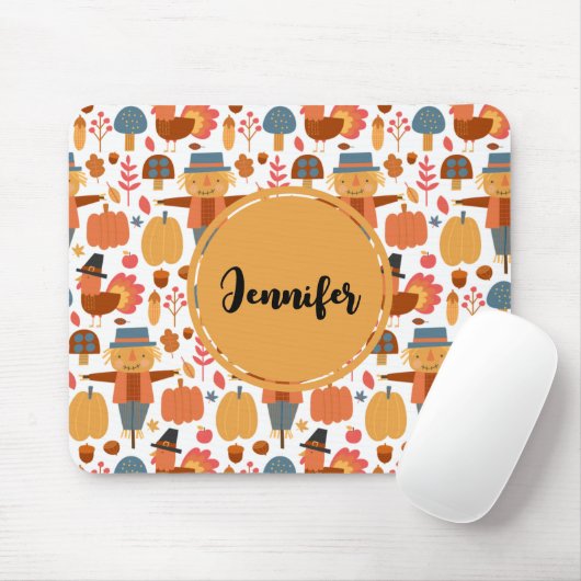 Türkei und Scarecrow Erntedank Pattern Mousepad (Mit Mouse)