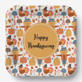 Türkei und Scarecrow Erntedank Pattern Pappteller (Vorderseite)