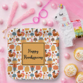 Türkei und Scarecrow Erntedank Pattern Pappteller (Party)