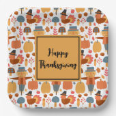 Türkei und Scarecrow Erntedank Pattern Pappteller (Vorderseite)