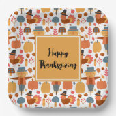 Türkei und Scarecrow Erntedank Pattern Pappteller (Vorderseite)