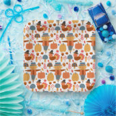 Türkei und Scarecrow Erntedank Pattern Pappteller (Party)