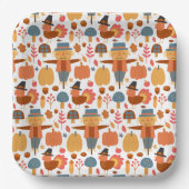 Türkei und Scarecrow Erntedank Pattern Pappteller (Vorderseite)