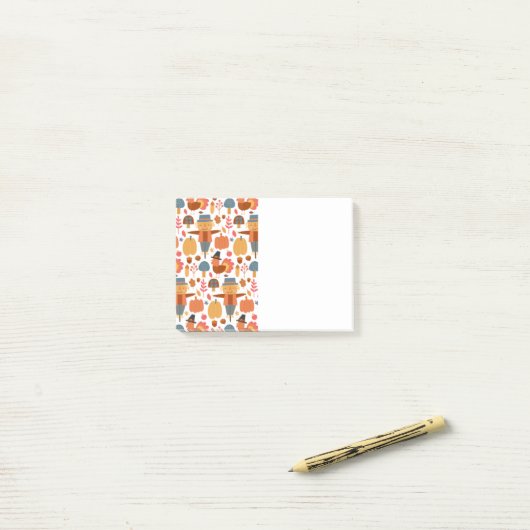 Türkei und Scarecrow Erntedank Pattern Post-it Klebezettel (Auf Schreibtisch)