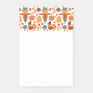 Türkei und Scarecrow Erntedank Pattern Post-it Klebezettel