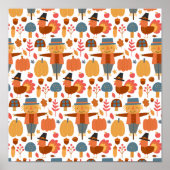 Türkei und Scarecrow Erntedank Pattern Poster (Vorne)