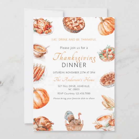 Türkei und Sides Erntedank Dinner Einladung (Vorderseite)