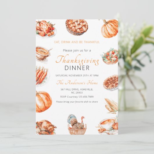 Türkei und Sides Erntedank Dinner Einladung (Stehend Vorderseite)