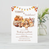 Türkei und Touchdown Erntedank Dinner Einladung (Stehend Vorderseite)