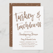 Türkei und Touchdown | Erntedank Party Brown Einladung (Vorne/Hinten)