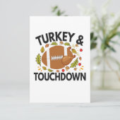 Türkei und Touchdown Funny Football Türkei Fall RSVP Karte (Stehend Vorderseite)