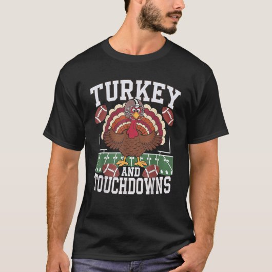 Türkei und Touchdowns Black Unisex Erwachsene Kind T-Shirt (Vorderseite)