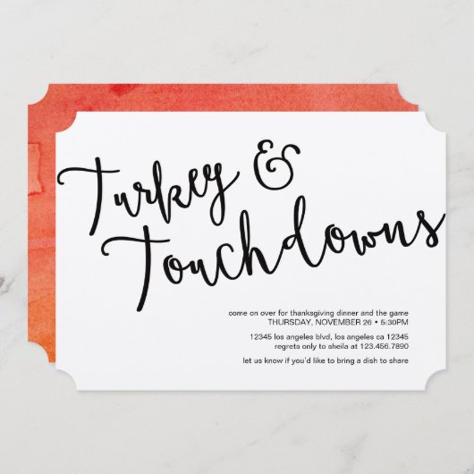 Türkei und Touchdowns Erntedank Dinner Einladung (Vorne/Hinten)